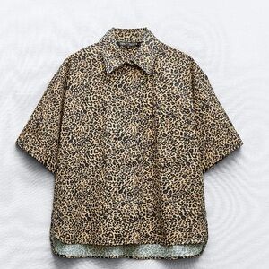 Zara poplin Animal Print Blouse